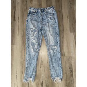 American Eagle Comfort Stretch Waistband Distressed Acid Mom Jeans Women’s 6